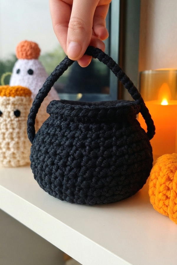 Crochet Cauldron _ Step By Step _ Crochet Decor (11)