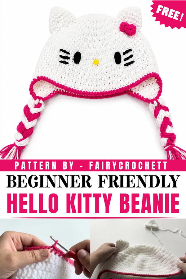 Crochet Hello Kitty Beanie Pattern 