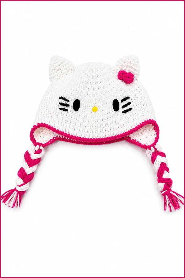 Crochet Hello Kitty Beanie Pattern 6
