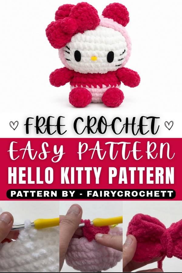 Simple Crochet Hello Kitty Free Pattern For Doll Lover - Mint Design Blog
