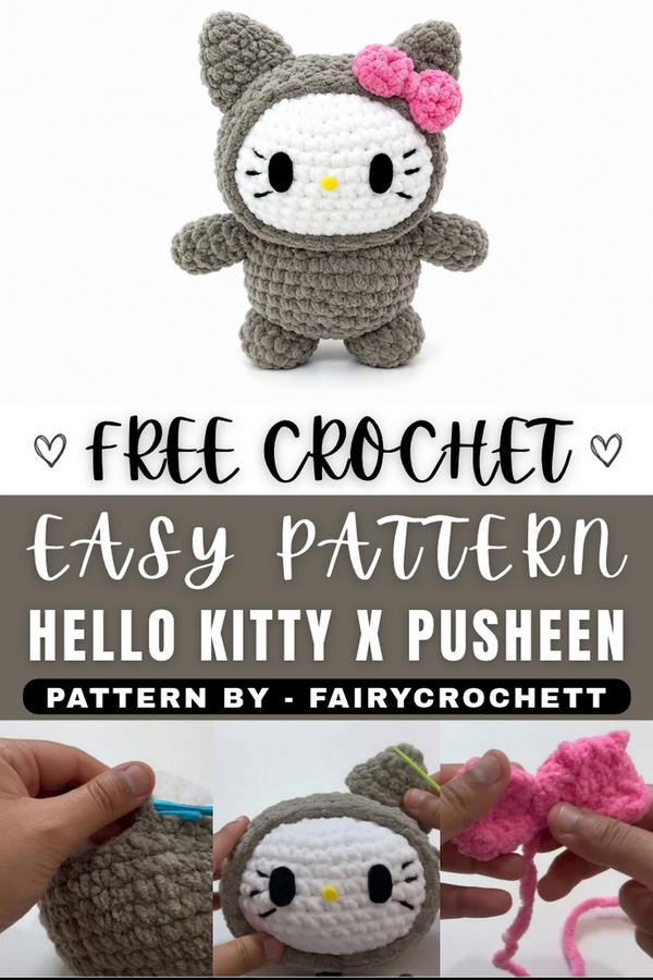 Crochet Hello Kitty X Pusheen Pattern 