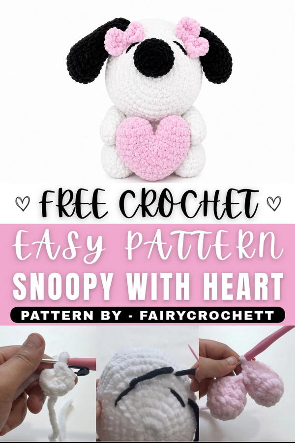 Crochet Snoopy With Heart Pattern 