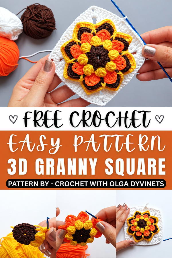 How To Crochet 3d Granny Square (1)