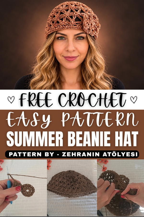 How To Crochet Summer Beanie Hat From Paper Yarn (1)
