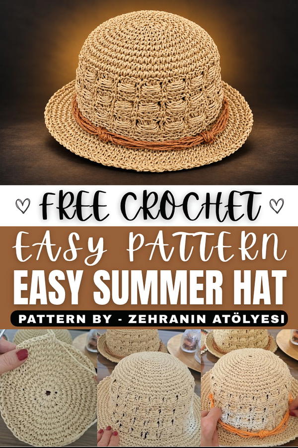 How To Crochet Summer Hat From Paper Yarn (1)