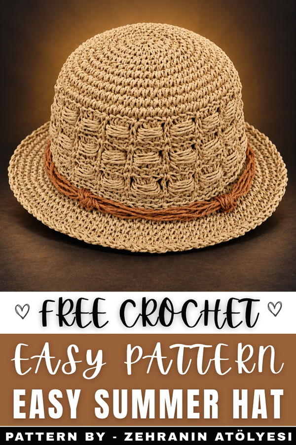 How To Crochet Summer Hat From Paper Yarn (2)