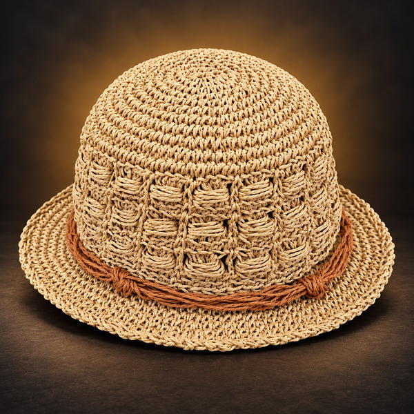 How To Crochet Summer Hat From Paper Yarn (5)