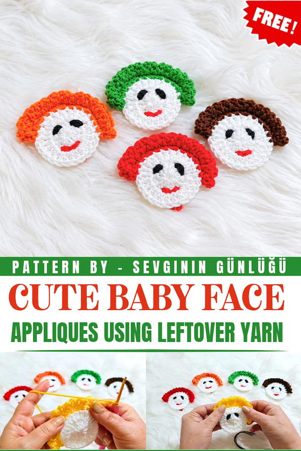 How to Crochet Cute Baby Face Appliques Using Leftover Yarn (1)