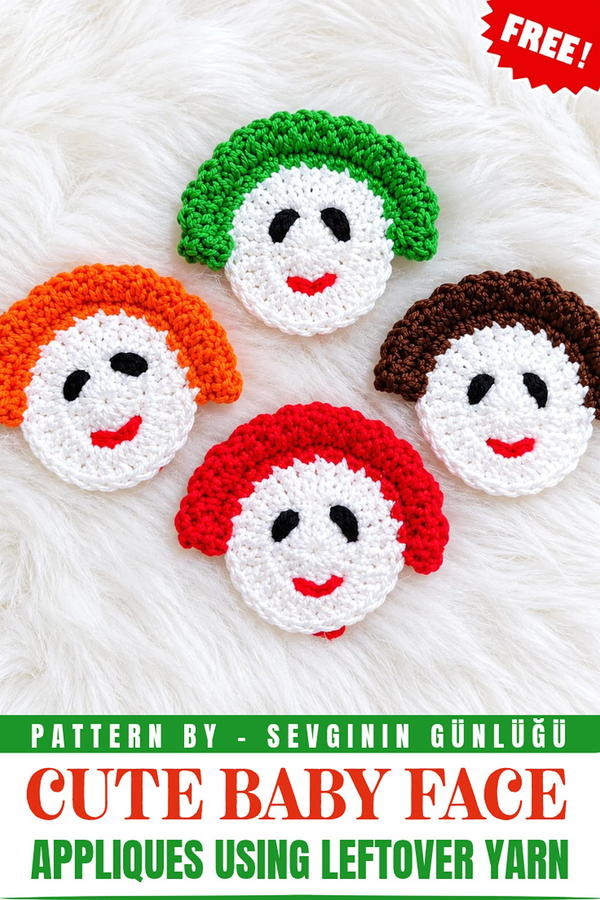 How to Crochet Cute Baby Face Appliques Using Leftover Yarn (2)