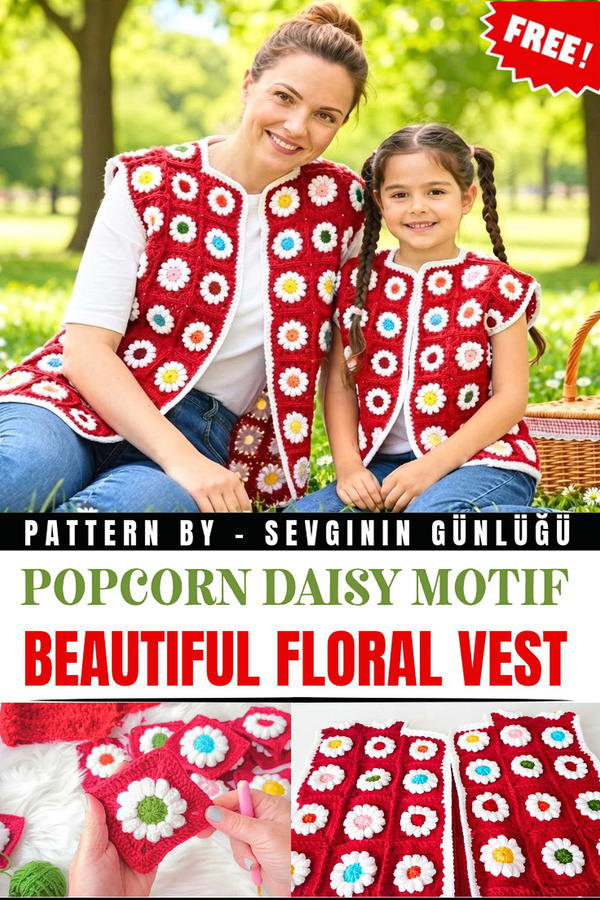 How to Crochet a Gorgeous Popcorn Daisy Motif Vest Cardigan _ Beautiful Floral Design (1)