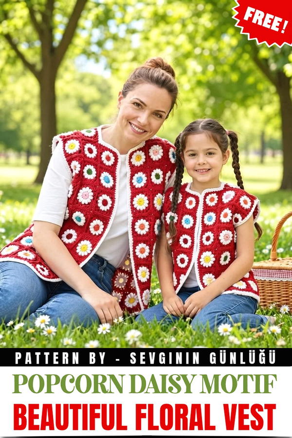 How to Crochet a Gorgeous Popcorn Daisy Motif Vest Cardigan _ Beautiful Floral Design (2)