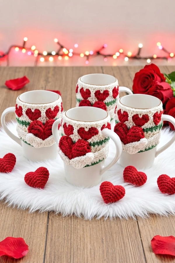 How to Crochet a Heart-Shaped Mug Cover for Valentine's Day _ Sweet and Lovely Gift Idea (3)