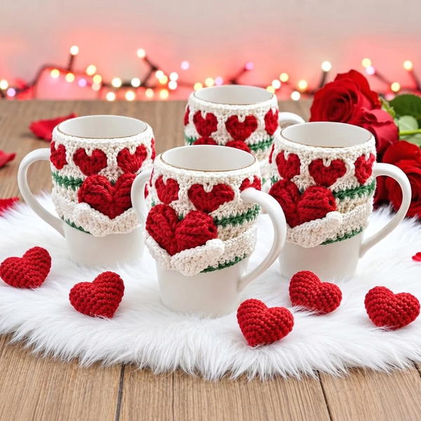 How to Crochet a Heart-Shaped Mug Cover for Valentine's Day _ Sweet and Lovely Gift Idea (4)