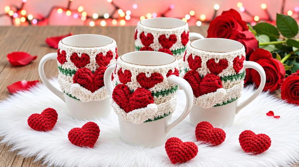 How to Crochet a Heart-Shaped Mug Cover for Valentine's Day _ Sweet and Lovely Gift Idea (5)