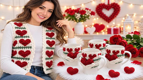 How to Crochet a Heart-Shaped Mug Cover for Valentine's Day _ Sweet and Lovely Gift Idea (9)
