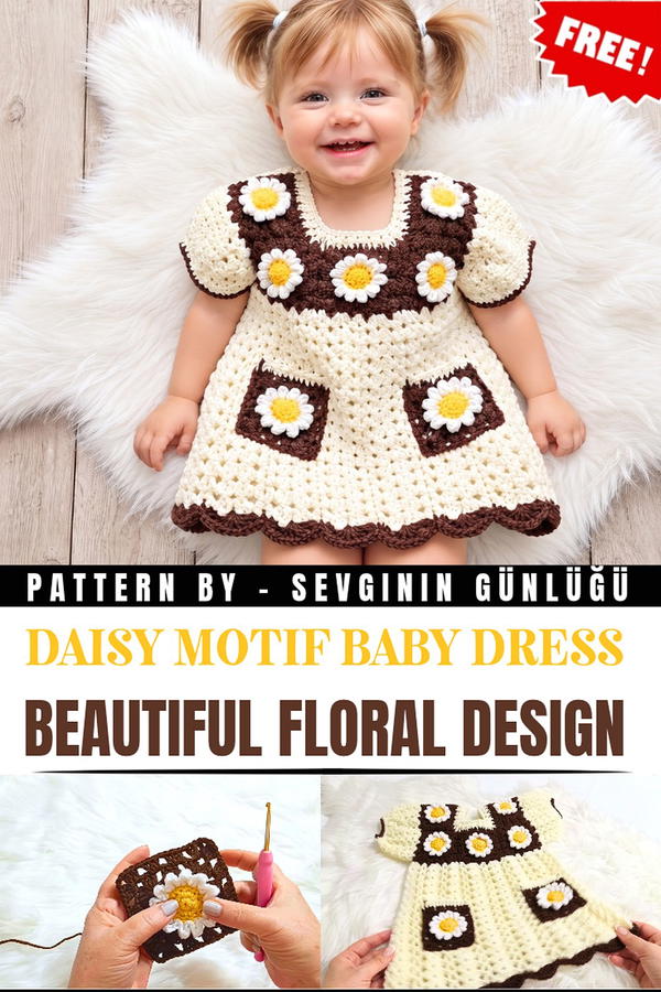 How to Crochet a Lovely Daisy Motif Baby Dress _ Beautiful Floral Dress Tutorial (1)