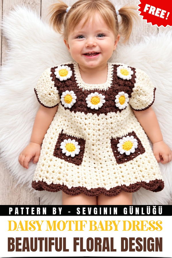 How to Crochet a Lovely Daisy Motif Baby Dress _ Beautiful Floral Dress Tutorial (2)