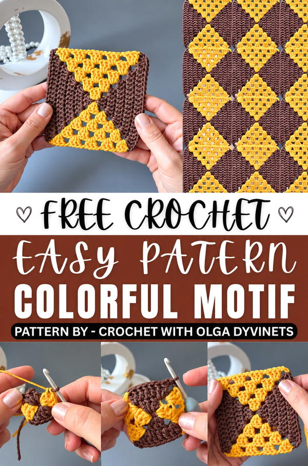 How to Crochet simple, colorful crochet motif 1