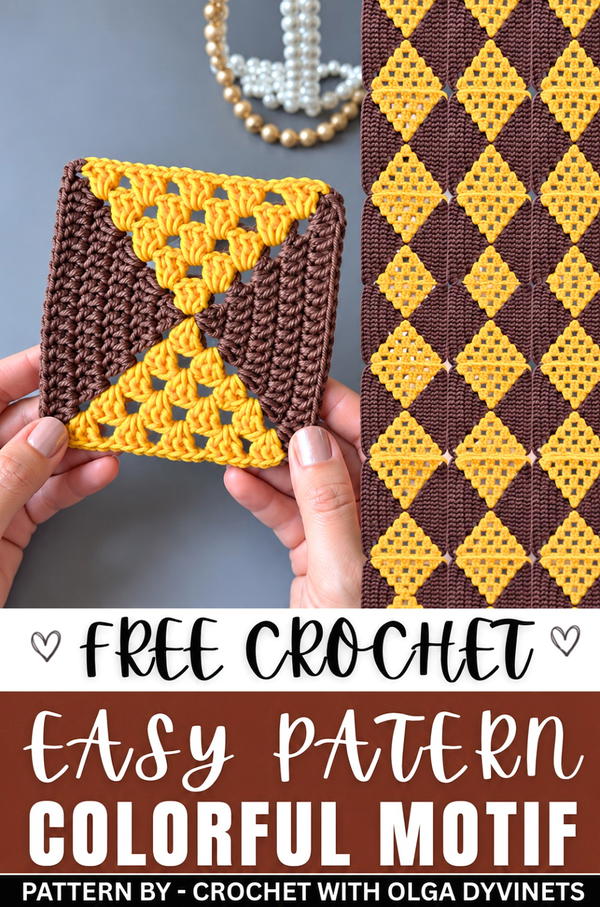 How to Crochet simple, colorful crochet motif 8