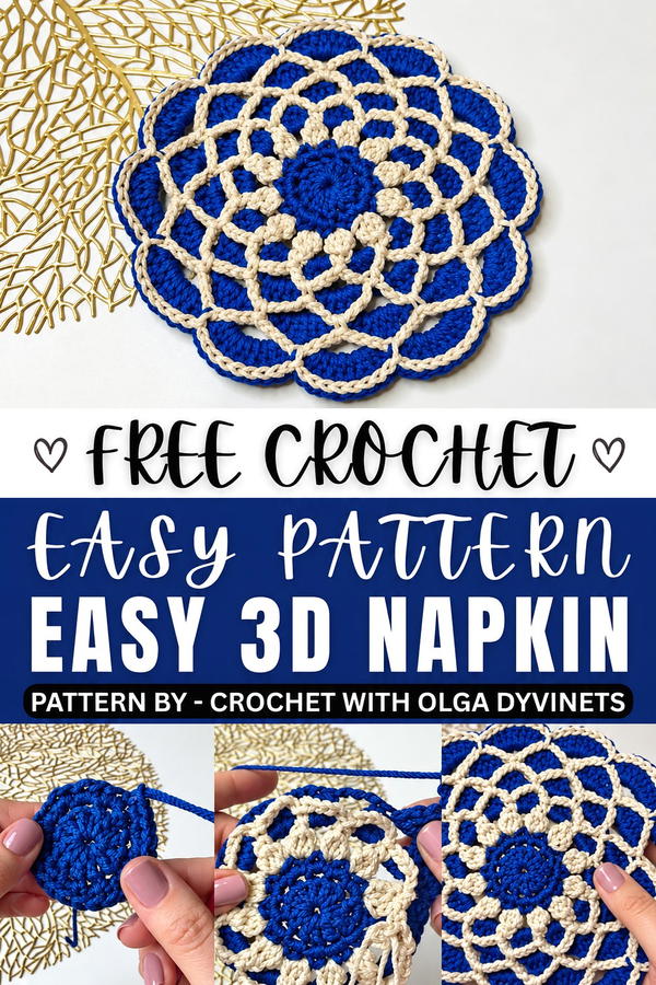 How to crochet a 3D napkin in 15 minutes (1)