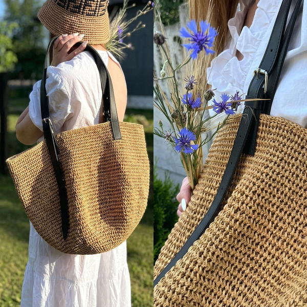 How to tie a shopper made of twisted raffia (2)