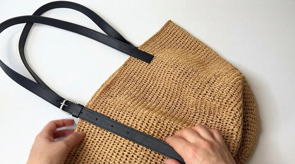 How to tie a shopper made of twisted raffia (3)
