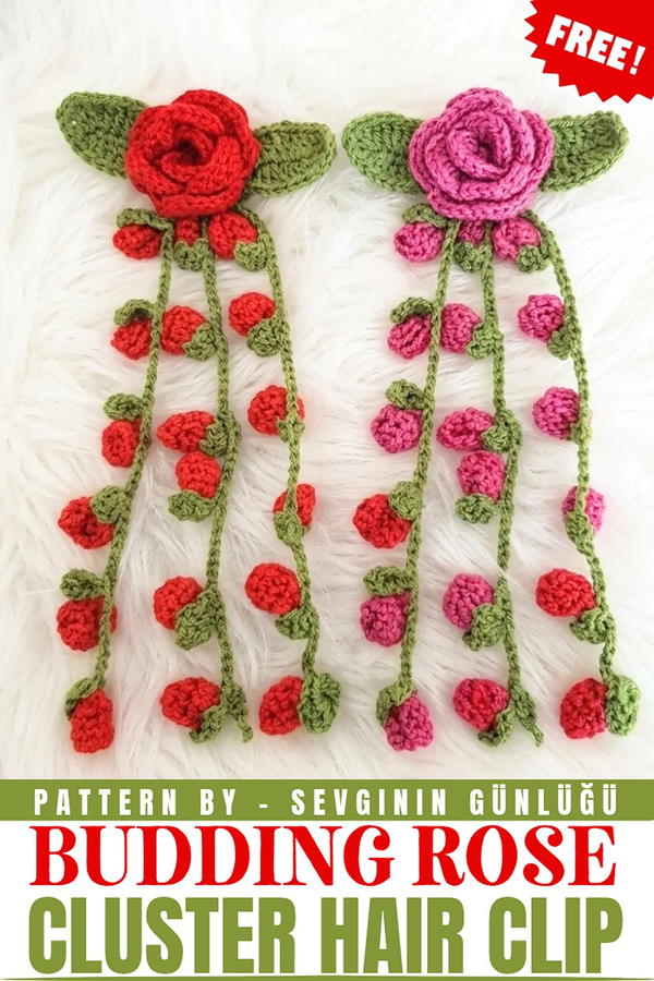 The Trendiest Model_ How to Knit a Budding Rose Cluster Hair Clip (2)