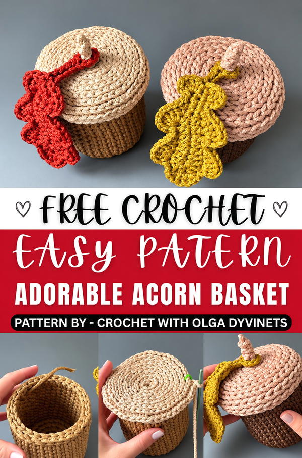 You can crochet this adorable acorn basket in an evening 1