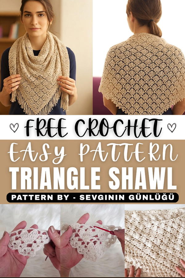 You'll love this heart-shaped design 😍 Easy and elegant triangle shawl making (1)