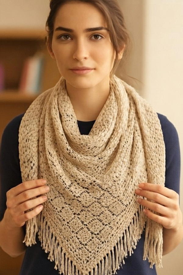 You'll love this heart-shaped design 😍 Easy and elegant triangle shawl making (2)